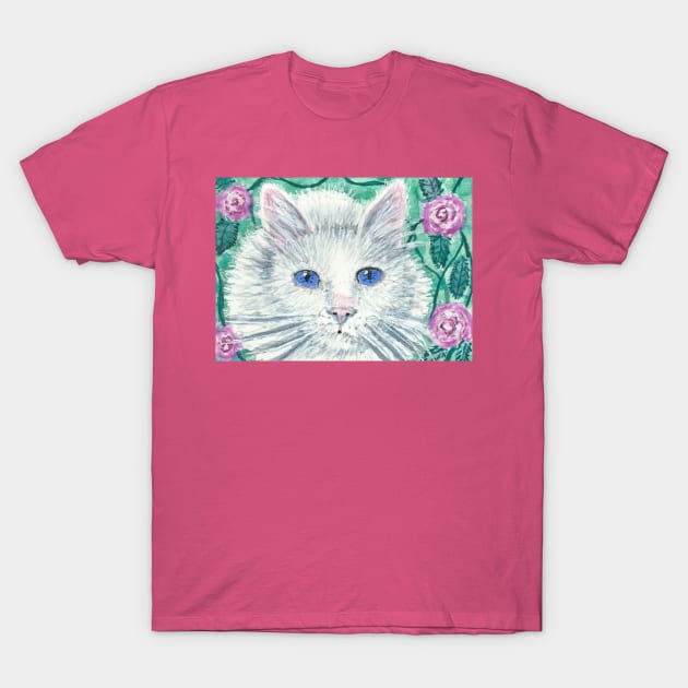 Blue eyes white cat T-Shirt by SamsArtworks